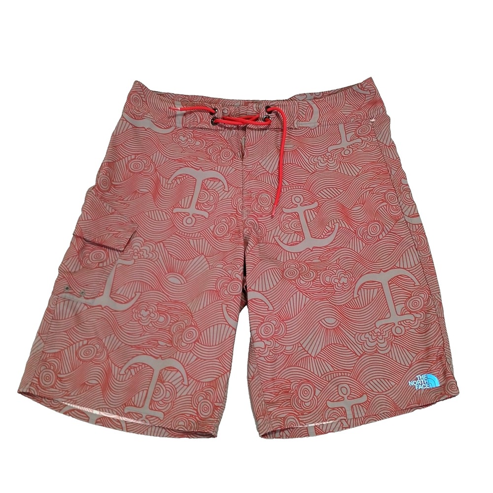 The North Face‎ Swim Trunks Shorts 34 x 11 Maroon Anchors No Lining Swim Surf